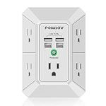 5-Outlet Power Strip with 4 USB Ports - Surge Protector for Home, Office, School - ETL Listed