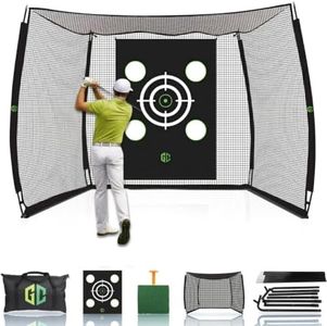Golf Net Cage 10x8x5.5 FT | Golf Hitting Net for Backyard Driving Real Golf Ball with 4-Ply Net, Silent Impact Tarp, Steel Frame & Fiberglass Poles, Mat & Carry Bag| Garage, Basement & Indoor/Outdoor