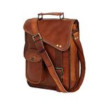 Leather Satchel Tablet Bag Laptop Case Office Briefcase Messenger Gift for Men Computer Distressed Shoulder Bag, Brown, 13 Inch, Vintage