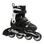 Rollerblade Microblade Kid's Adjustable Fitness Inline Skate, Black/White, Junior, Youth Performance Inline Skates, 4-7