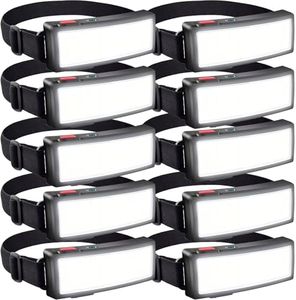 LETOUR 10 Pices LED Head Torch, Rechargeable COB Head Torch Super Bright Headlamps 1000Lumen Lightweight Waterproof Headlight 3 Modes Work Light, 1200mAh Adjustable LED Headlamp for Camping, Hiking