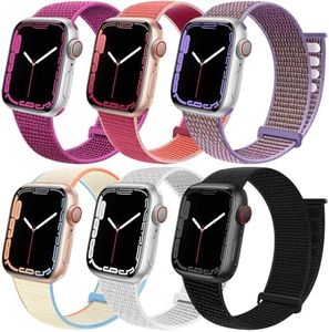 6 Pack Sport Loop Band Compatible with apple watch 49mm 46mm 45mm 44mm 42mm-Series 3 iWatch Ultra Series 10 9 8 7 6 5 SE 4 3 2 Strap Nylon Weave Women Men Stretchy Braided Wristband Breathable(L)