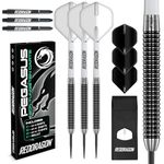 RED DRAGON Pegasus 24 Gram Professional Tungsten Steeltip Darts Set with Flights, Stems (Shafts) and Wallet