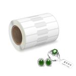 True-Ally 1000Pcs Jewelry Tags Roll Self Adhesive | White Blank Dumbbell Stickers | 100x20mm (20x40mm writable Area) Labels for Necklace, Earring, Bracelet, Ring, Clothing Price Display, Wire Tags