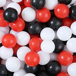 GUESVOT Ball Pit Balls Plastic Balls for Ball Pit BPA Free Plastic Balls Crush and Smash Proof Balls 100pcs 2.2" Set for Toddlers for Play Tent Tunnel (Black+White+Red)