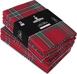 Trade Fountain Cloth Napkins Cotton [12 Pack] - 51 x 51 cm Extra Large Reusable Napkins - Oversized Cotton Napkins Made of 100% Pure Cotton Fabric - Hotel Quality Stylish Dinner Napkins (Plaid)