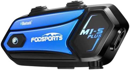 Fodsports M1-S PLUS Motorcycle Bluetooth Headset with Music Sharing, Microphone Mute, FM, Powerful 900mah Battery, Helmet Intercom up to 8 Riders with Noise Cancellation, Wonderful Sound, Blue, 1 pack