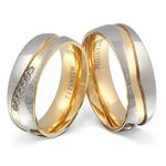 Juwelier Schönschmied - two titanium rings, partner rings, wedding rings, titanium cubic zirconia with customisable laser engraving, LANrT11HD - Almada