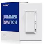 ELEGRP Digital Dimmer Light Switch for 300W Dimmable LED/CFL Lights and 600W Incandescent/Halogen, Single Pole/3-Way LED Slide Dimmer Light Switch, Wall Plate Included, UL Listed, 1 Pack, Matte White