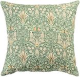 Linen Loft William Morris Snakeshead Cushion Cover in Green. Traditional Floral Motif and Botanical Design. 17x17 Square Cover Only