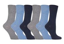 Sockshop womens diabetic socks (pack of 6 pairs) One size 4-8 uk, Blue 33