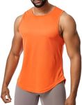 Towintec Men’s Mesh Workout Tank Tops Muscle Sleeveless Fitness Tee Shirts Summer Dry Fit Gym T-Shirt Athletic Clothes Orange