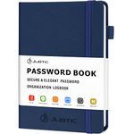 JUBTIC Password Book with Alphabetical Tabs - Hard Cover Password Keeper Logbook with Inner Pocket Record Internet Website Address Password Journal Notebook Organizer for Home Office Desk Use