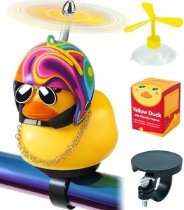 EMPATHECH Rubber Duck Bike Decorations [New Stable Clamp Mount] Cute Squeak Duck Bike Bell [Two Helmet Propeller] Funny Bike Accessories e Scooter Accessories Motorcycle Accessories Cycling Gifts