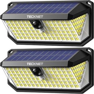 TECKNET 416 LED Solar Lights Outdoor Waterproof, 300° Angle & 3 Lighting Modes Motion Sensor Outdoor Lights, 2 Pack Security Solar Flood Lights IP66 for Fence Front Door Yard Deck Garden Garage