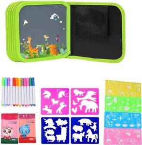 FJLYZL Children Toys Set Painting Drawing Toys Black Board with Magic Pen Chalk Painting Coloring Book Funny Toy Kid Painting Blackboard(14 Page Drawing Pad +12 Pens +8 Templates +2 Packs of Wipes）