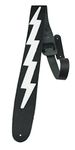 Perri’s Leathers Ltd. - Guitar Strap - Leather - The Famous Collection - Lightning Bolt - Black/White - Adjustable - For Acoustic/Bass/Electric Guitars - Made in Canada (BLB-218)