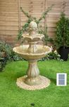 Primrose Round Tiered Solar Water Fountain Cream Imperial with Lights H92cm