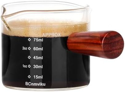 1 Pack Double Spouts Measuring Triple Pitcher Milk Cup with Wood Handle 75ML Espresso Shot Glasses Parts Clear Glass By BCnmviku