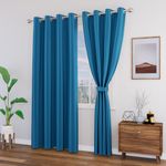 Top Drapes Blackout Door Curtain with Tie Back 5 feet Set of 2 | Room Darkening, Thermal Insulated, Noise Reducing Heavy Polyester Solid Curtain (Royal Blue)