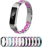 GreenInsync Compatible Fitbit Alta Bands Metal, Replacement for Fitbit Alta HR Stainless Steel Bands Adjustable Accessory Wristband Small Large W/Silicone Cover for Fitbit Alta Bracelet Women-Rose