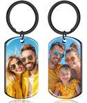 JONZIN Personalised Photo Keyring Custom Engraved Double Sided Text Photo Keychain Father's Day Birthday Anniversary Personalised Gifts for Men Women Boyfriend Girlfriend