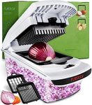 Vegetable Chopper Vegetable Cutter Onion Chopper - Veggie Chopper Food Chopper Salad Chopper Manual - Veg Potato Onion Dicer Slicer - Kitchen Tools and Gadgets (2-in-1 White)