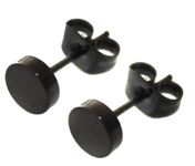 CAPRILITE UK PAIR FAKER CHEATER PLUG BLACK SURGICAL STAINLESS STEEL 6MM MENS STUD EARRINGS