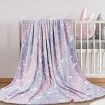 1.5×1.8 m Luminous Blanket Soft Fluffy Glow in The Dark Blanket Cute Cozy Glowing Blanket All Season Throw Blanket Creative Plush Blanket for Girls Children Toddlers Travel Car (Purple)