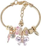 DS Charm Bracelets for girls,exquisite cute cartoon friendship bracelets gold Stainless Steel Bangle with birthday Gift box Adjustable girls jewelry Suitable for holiday gifts Purple Butterfly