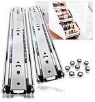 YENUO Heavy Duty Drawer Runners Slides Full Extension 300 350 400 450 500 550 650 700 800 850 900 950 400mm Ball Bearing Rails Track Guide Glides 50 kg 1 Pair (Without Lock, 34 inch(850mm))