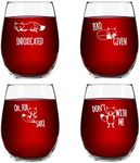 Funny Stemless Wine Glass Set | The Fox Series Pack of 4 Glasses Set | Infoxicated, Zero Fox Given, Oh for Fox Sake, Don't Fox with Me | Novelty Glasses With Cute Sayings for Women, Her | Made in USA