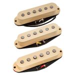 Artec SSA-12 Vintage Style Staggered Alnico 5 Single Coil Neck Middle Bridge Pickup Set for Strat Style Electric Guitar, Cream