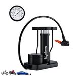 Lifelong High Pressure Dual Head Foot Air Pump|Heavy Compressor Cylinder with Pressure Gauge Floor Pump for Bicycle, Football,Motorbike|Mini Bike Pump Foot Activated (LLBAPM01, Black)