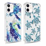 Yomjew 2 Pack Cute Blue Turtle Compatible with iPhone 12/12 Pro 6.1" Phone Case, Cartoon Animal Aesthetic Design for Girl Women Men Clear Cases Soft Silicone Slim TPU Shockproof Protective Fundas