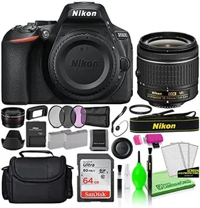 Nikon D5600 24.2MP DSLR Digital Camera with 18-55mm Lens (1576) Bundle Kit with 64GB Ultra SD Card + Large Camera Bag + Filter Kit + Spare Battery + Telephoto Lens + More