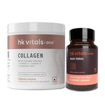 HealthKart hk vitals Marine Collagen Supplement (Orange, 200g) & Biotin 10000mcg (90 Tablets) Combo Pack| Supplement for Hair Growth