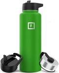 IRON °FLASK Sports Water Bottle - Wide Mouth with 3 Straw Lids - Stainless Steel Gym & Outdoor Bottles for Men, Women & Kids - Double Walled, Insulated Thermos, Metal Canteen - Kiwi Green, 40 Oz