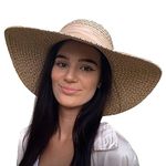 TOSKATOK Ladies Wide Brimmed Floppy Straw HAT (Beige)