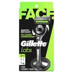 Gillette Mens Razor with Exfoliating Bar by GilletteLabs, Shaving Kit for Men, Includes 1 Handle, 2 Razor Blade Refills, 1 Premium Magnetic Stand