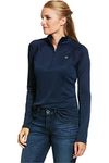 ARIAT Women's Sunstopper 3.0 1/4 Zip Baselayer, Navy, Small