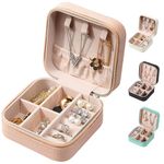 bituocs Small Jewelry Box, Mini Portable Jewelry Box Organiser with Zipper, PU Leather Travel Jewelry Storage Case, Jewlerrying Display Holder for Rings Earrings Necklace Bracelets Jewelry (Pink)