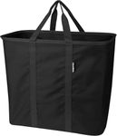 CleverMade Collapsible Laundry Caddy, Black/Black - 64L (17 Gal) Large Foldable Laundry Basket with Sturdy Pop-Up Wire Frame, Long Carry Handles - Space-Saving, Collapsible Laundry Basket, Pack of 1