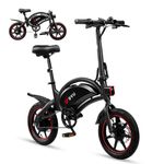 DYU D3F Electric Bike 14 Inch Lightweight Folding E Bike for Adults and Teens 250W Motor 36V 10Ah Removable Battery Up to 60KM Range Dual Disc Brakes Spring Suspension Urban Commuter Electric Bicycle