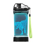 Lightzz Kids Water Bottle with 3D Glowing Dinosaur LED Light - 14 OZ Tritan BPA Free - Creative Ideal Travel Cup Dinosaur Gift for School Kid Boy Child Holiday Camping Picnic