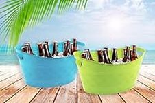 Ice Buckets Pack of 2 Outdoor Party BBQ Summer Party Drinks Home Garden Bello Barware - Blue & Green