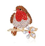 GFM® Robin Brooch with Sparkly Diamantes - Mother's Day, Valentine's Day, Birthday, Christmas (Brch-DMT-RN)