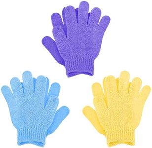 Sibba 6Pcs Exfoliating Gloves Bamboo Exfoliator Mitt Body Scrub Exfoliating Washcloths Scrubbing Glove for Shower, Spa, Massage and Dead Skin Cell Remover Loofah (Yellow/Blue/Purple)