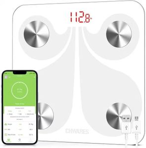 CHWARES Bluetooth Pèse Personne Impédancemètre Rechargeable USB,Balance Connectée, Balance Pèse Personne,13 données corporelles importantes, échelle de Graisse corporelle sans fil, blanc
