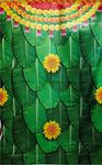 S2S Banana Leaf Backdrop Cloth for Pooja Decoration Traditional, Background Decoration Cloth for Pooja Background Curtain Cloth for Festival - (Size - 5x8 Feet) (Big Banana Leaf with Sun Flowers)